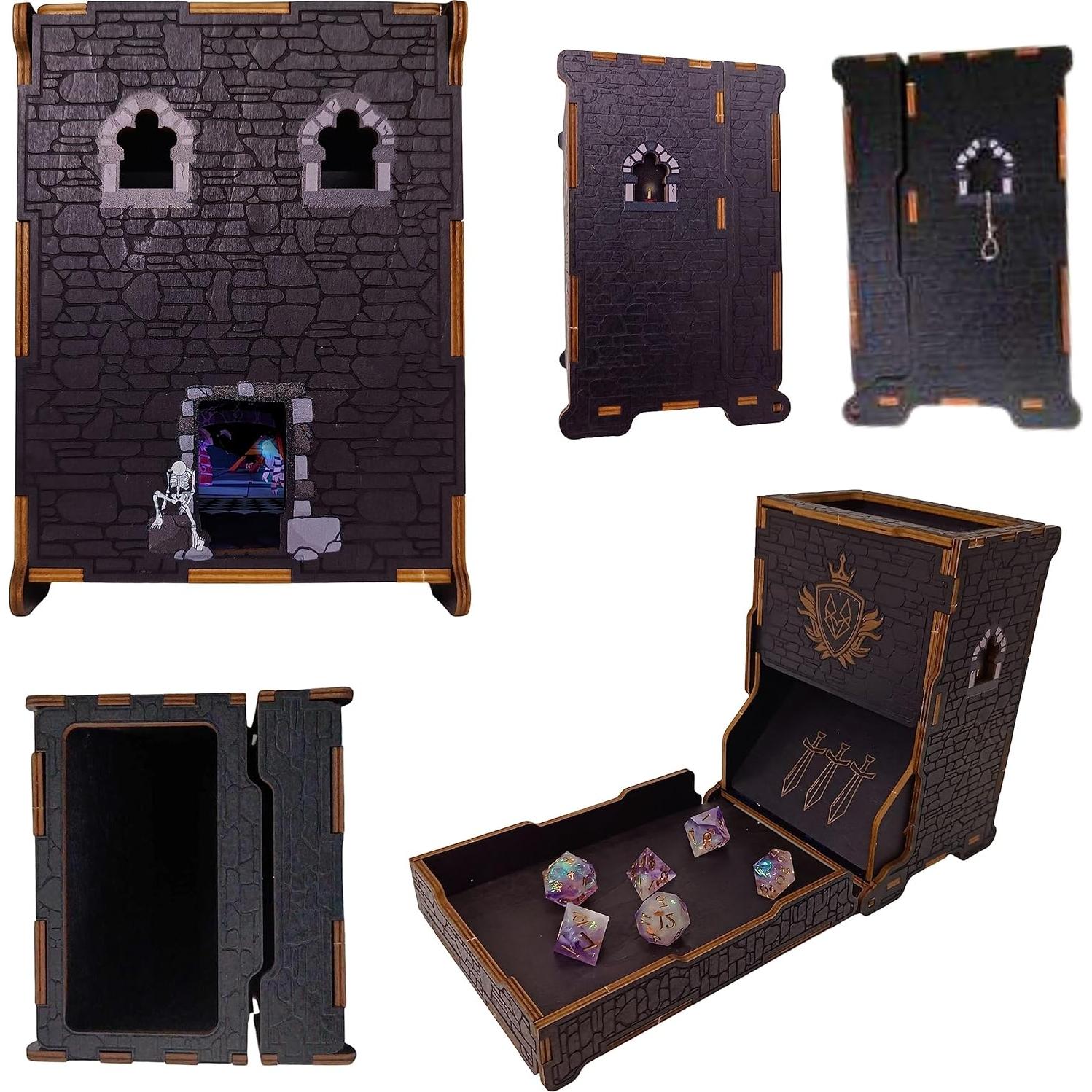 Torre de Dados D&D FOXBITE Madera Natural Plegable 25x10x10cm