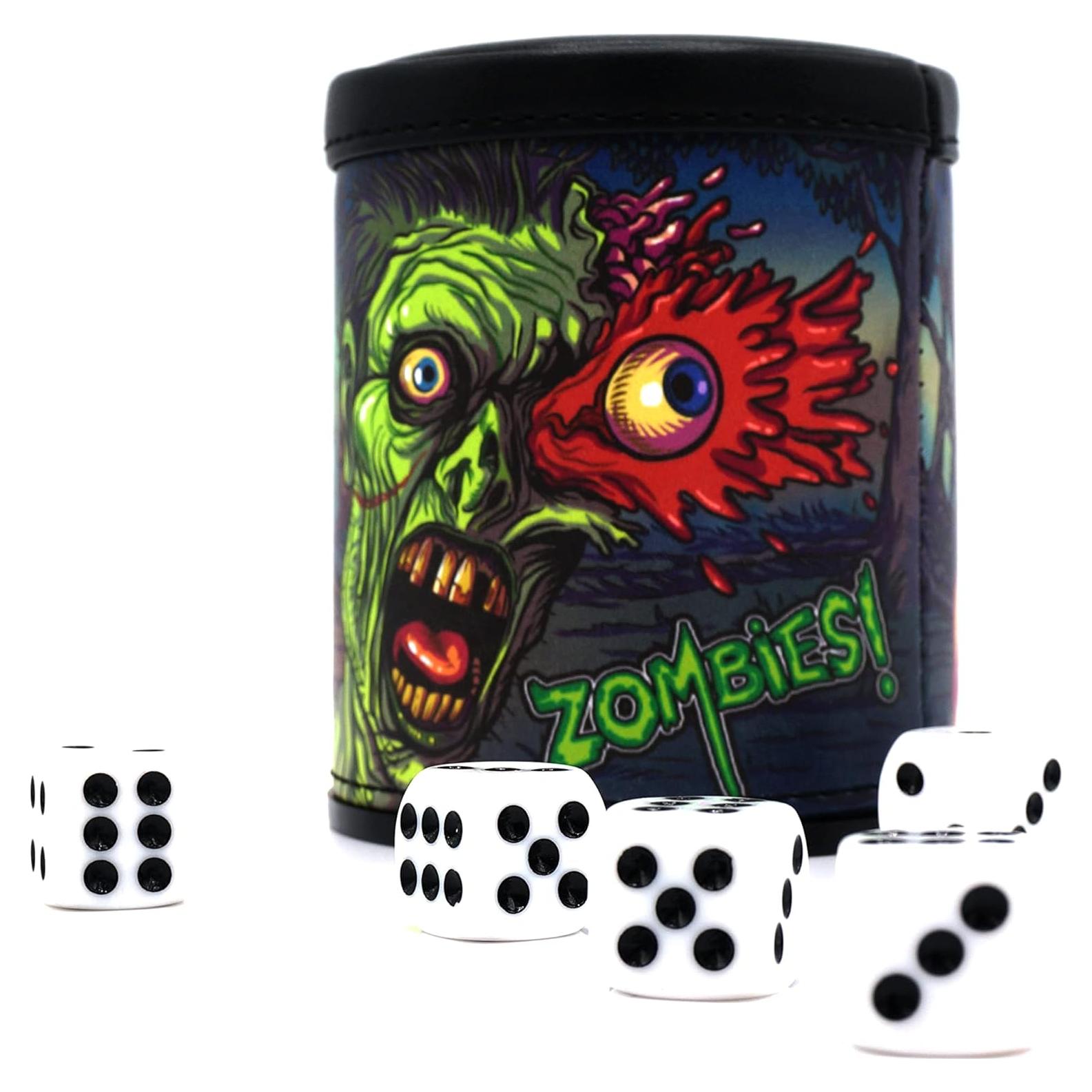 Taza de Dados Luck Lab Zombies con 5 Dados y Forro de Terciopelo