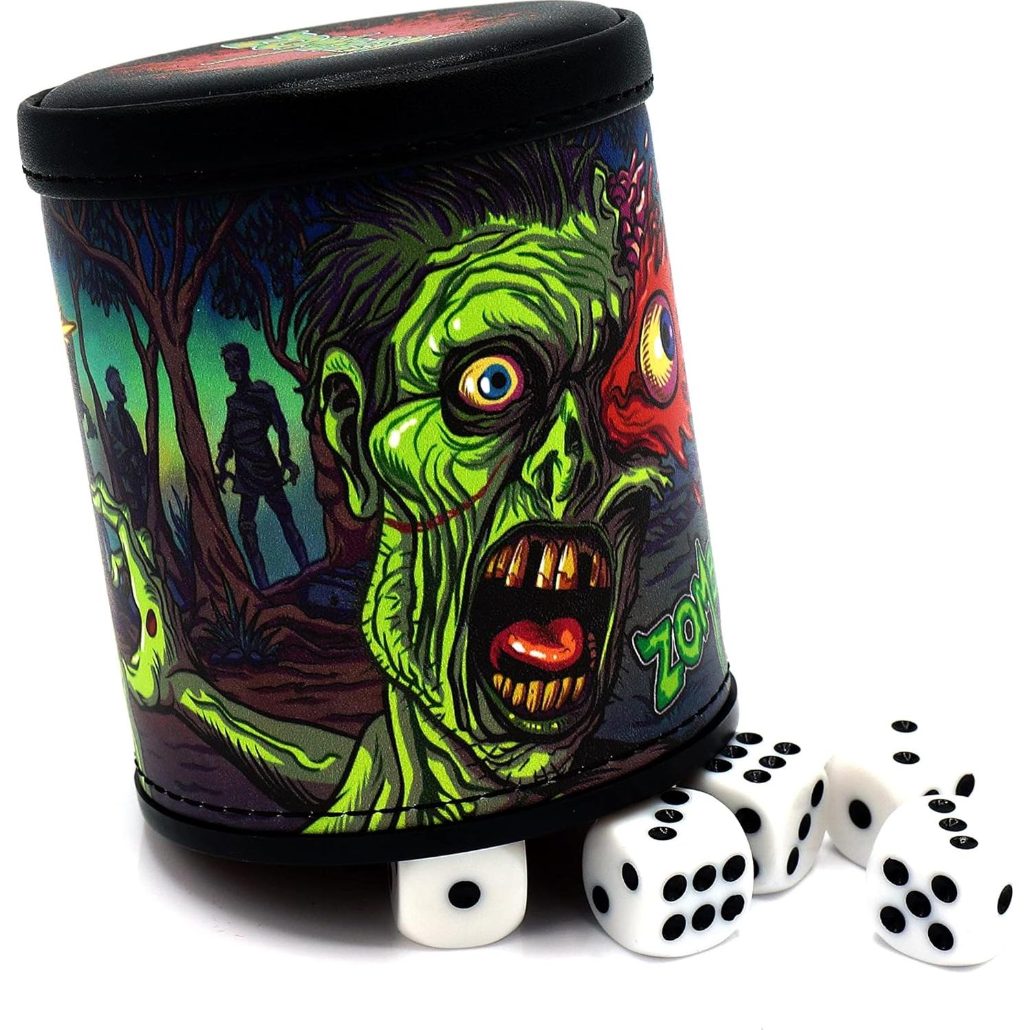 Taza de Dados Luck Lab Zombies con 5 Dados y Forro de Terciopelo