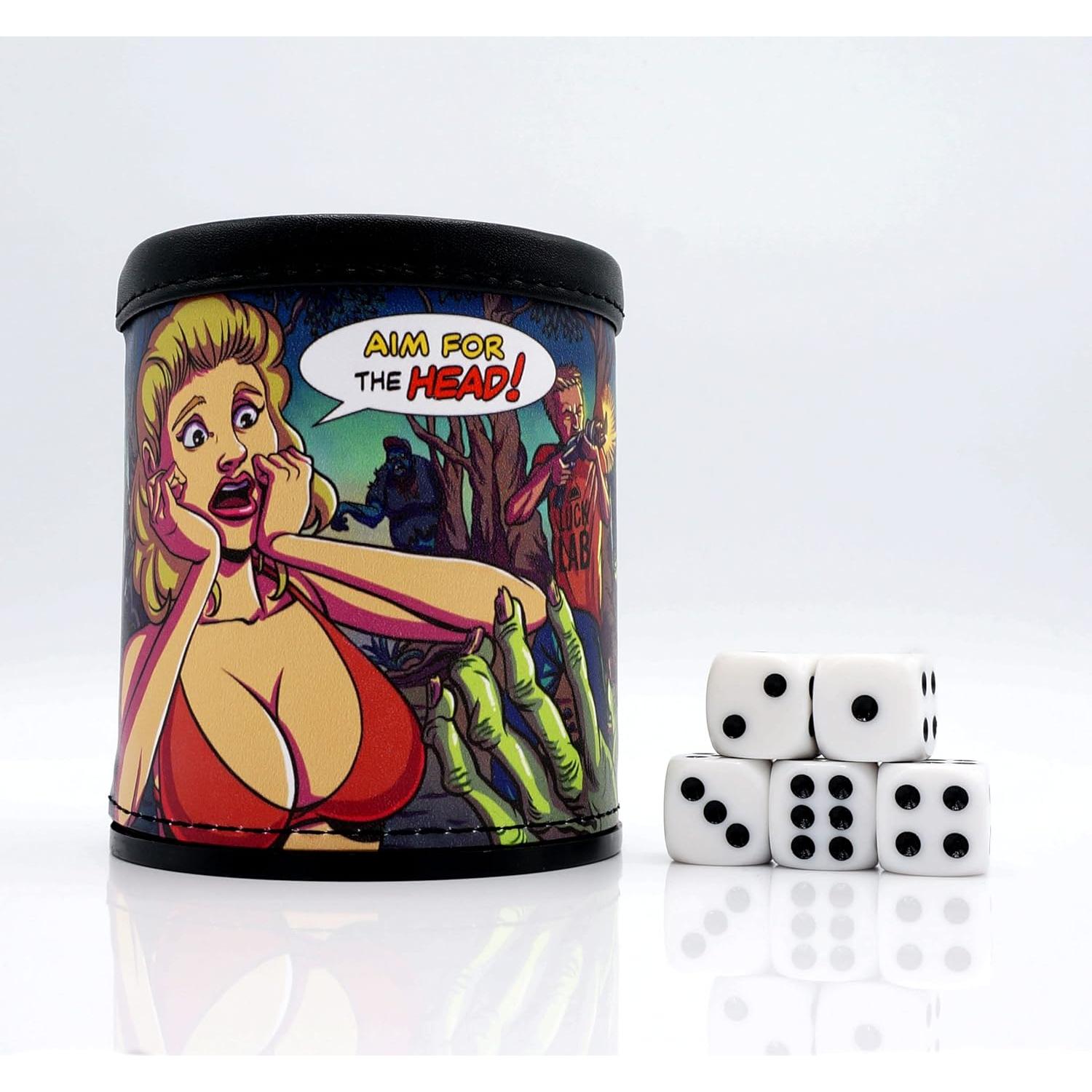 Taza de Dados Luck Lab Zombies con 5 Dados y Forro de Terciopelo