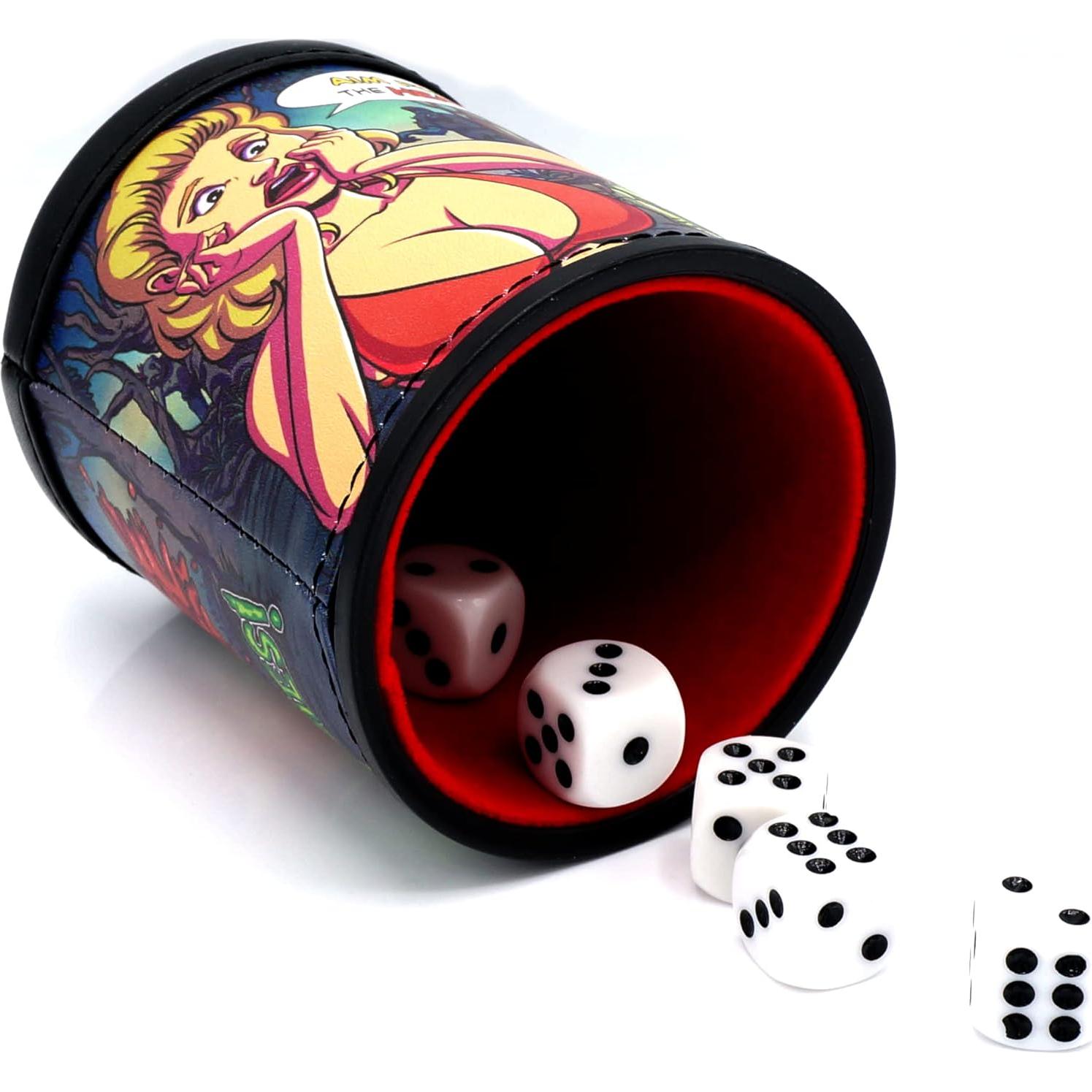 Taza de Dados Luck Lab Zombies con 5 Dados y Forro de Terciopelo