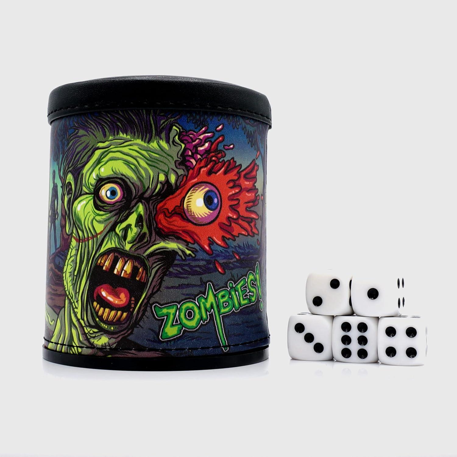 Taza de Dados Luck Lab Zombies con 5 Dados y Forro de Terciopelo