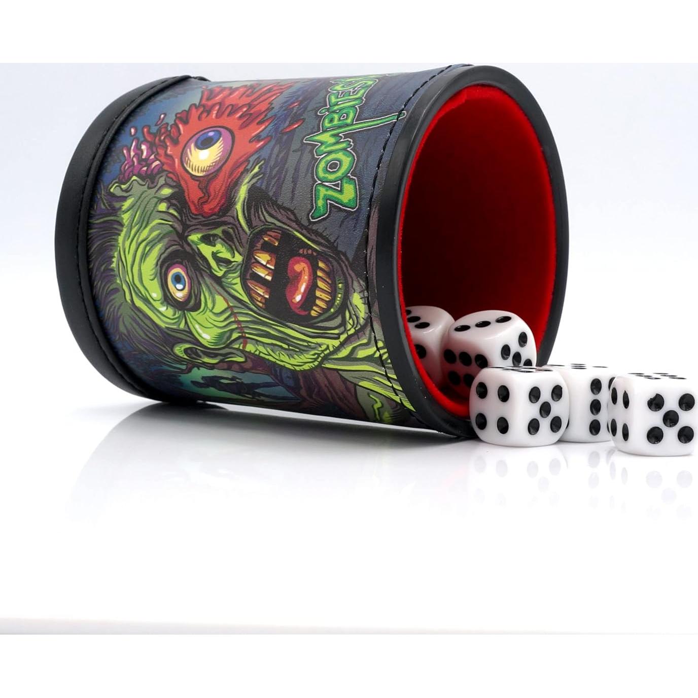 Taza de Dados Luck Lab Zombies con 5 Dados y Forro de Terciopelo