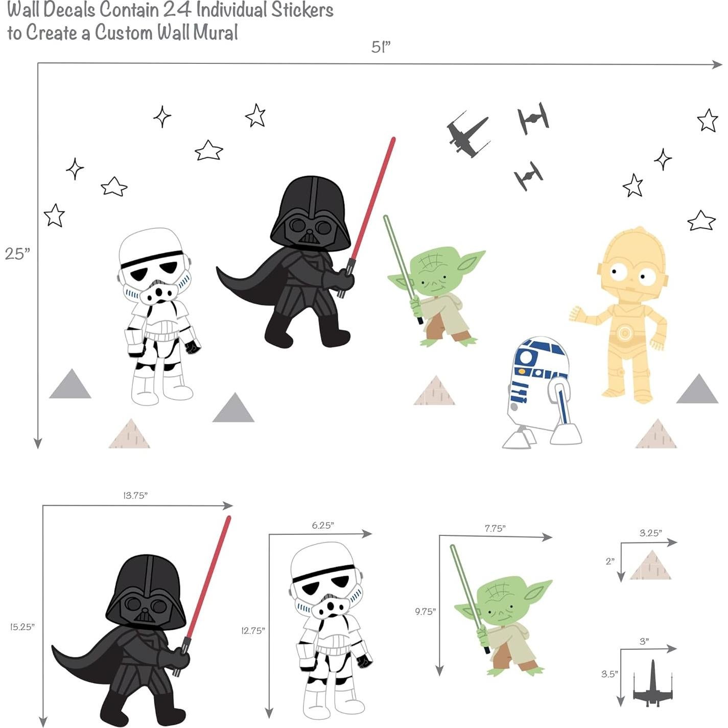 Calcomanías de Pared Star Wars Lambs & Ivy - Yoda, Darth Vader