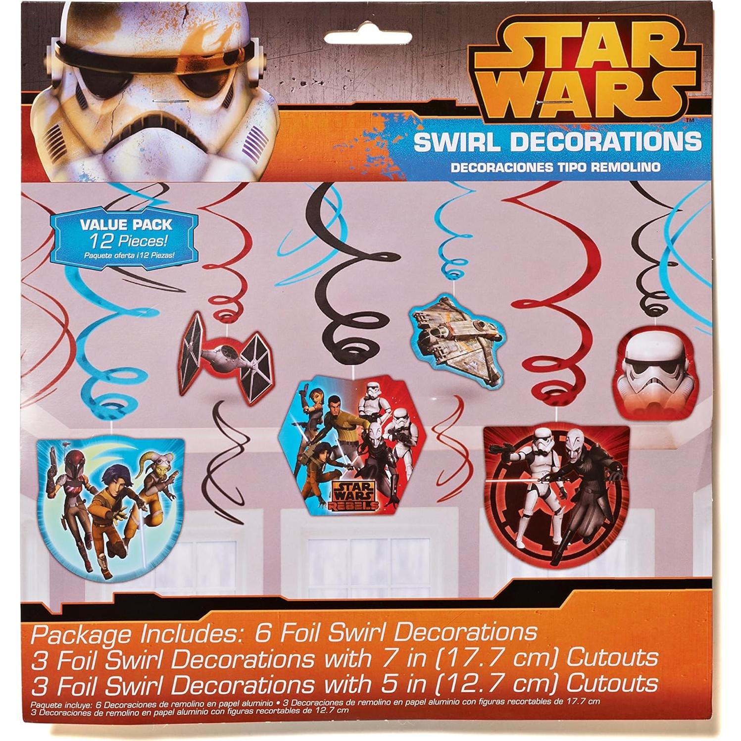 Decoraciones de Remolino Star Wars Rebels - 12 Piezas 18 cm