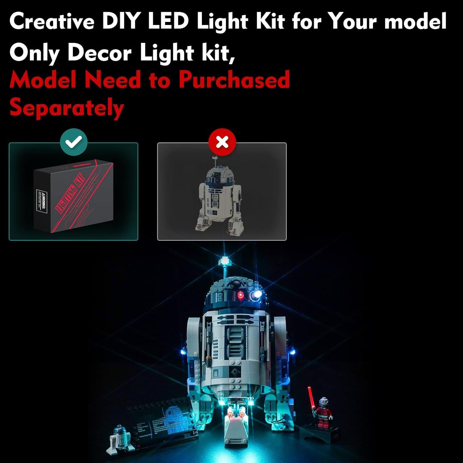Kit de Luz LED VONADO para Lego R2-D2 75379 - Solo Luz