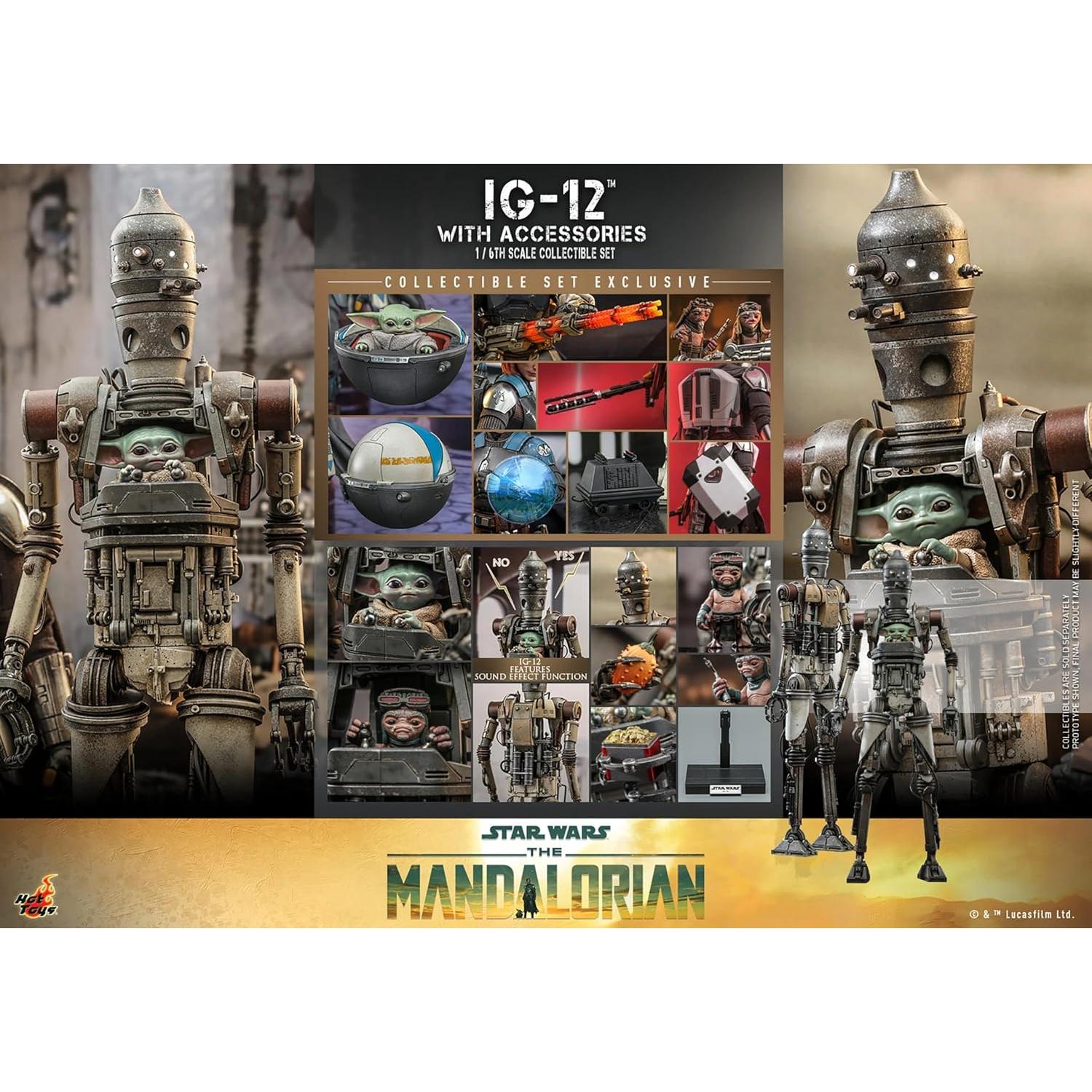 Figura Coleccionable Hot Toys Star Wars IG-12 y Grogu 1/6