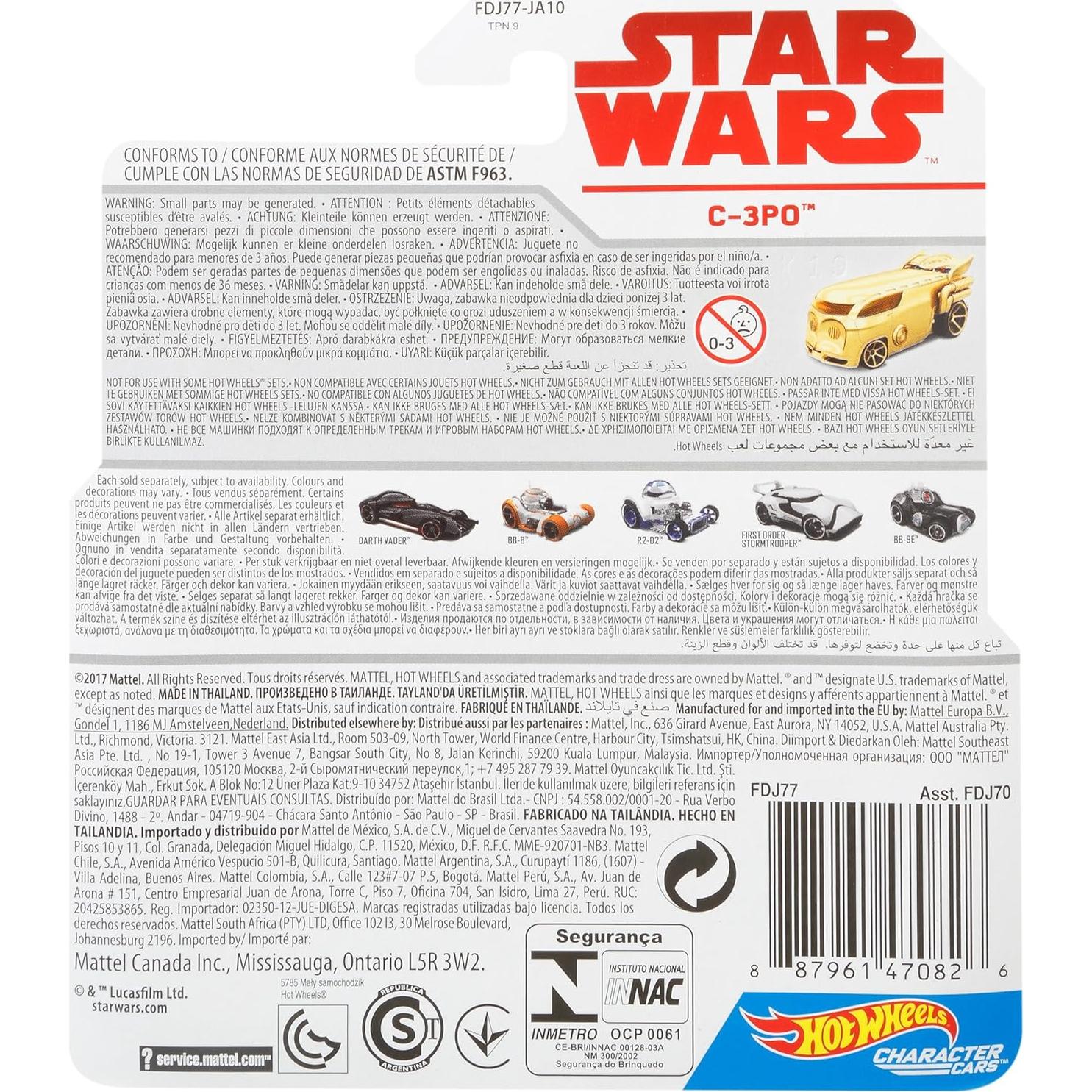 Hot Wheels Star Wars C-3PO Vehículo Coleccionable 1:64