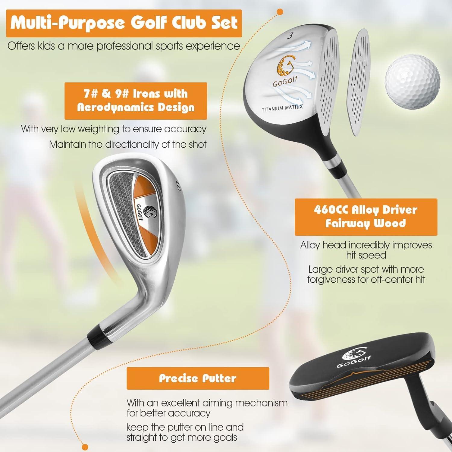 Set de Palos de Golf Junior OFFICEJOY para Niños 8-10 Años