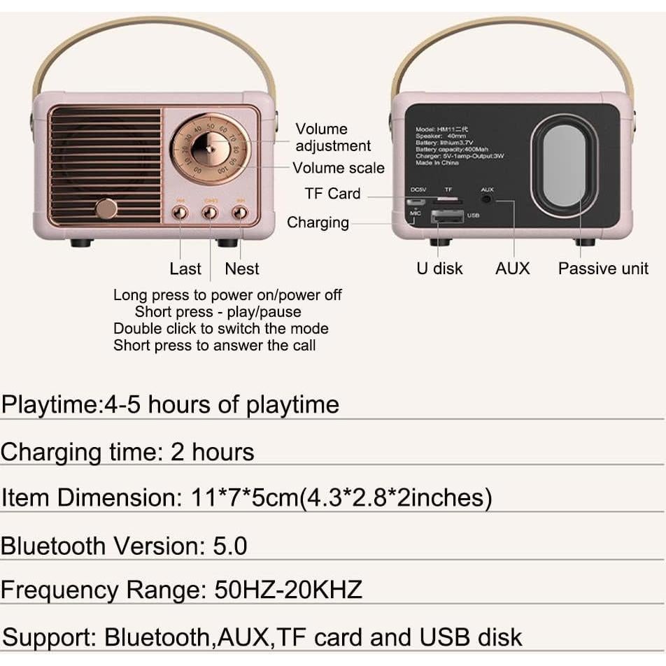 Altavoz Bluetooth Inalámbrico Baolira HM11 Beige Retro