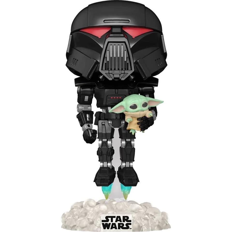 Figura Pop! Vinyl Star Wars Dark Trooper con Grogu 9.5cm