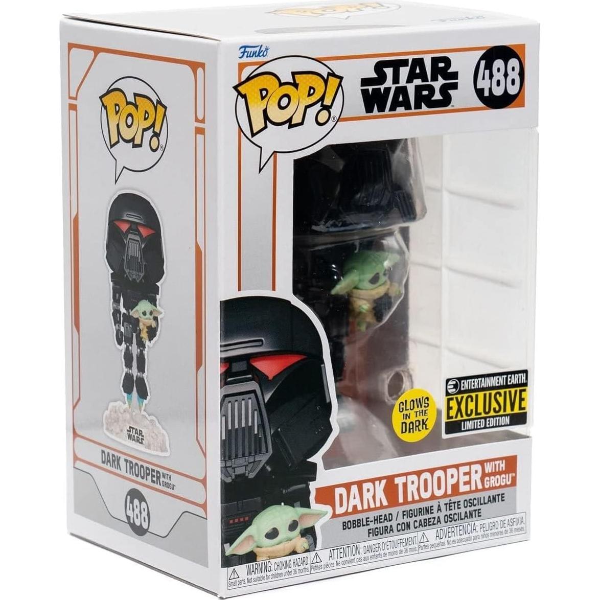 Figura Pop! Vinyl Star Wars Dark Trooper con Grogu 9.5cm