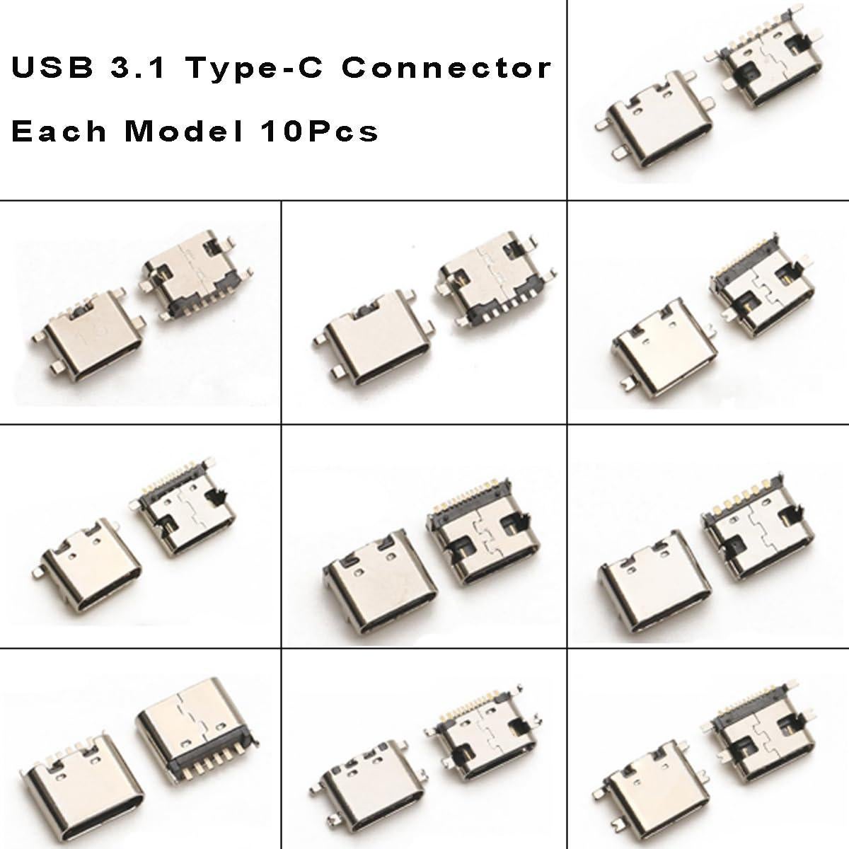 Conectores Dock de Carga USB Tipo-C 3.1 Teansic 100 Pcs