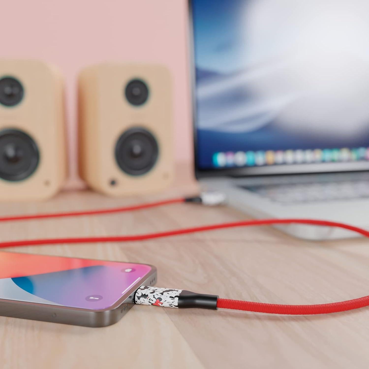 Cargador USB Trenzado Disney Minnie Mouse 1.83m MFI Rápido