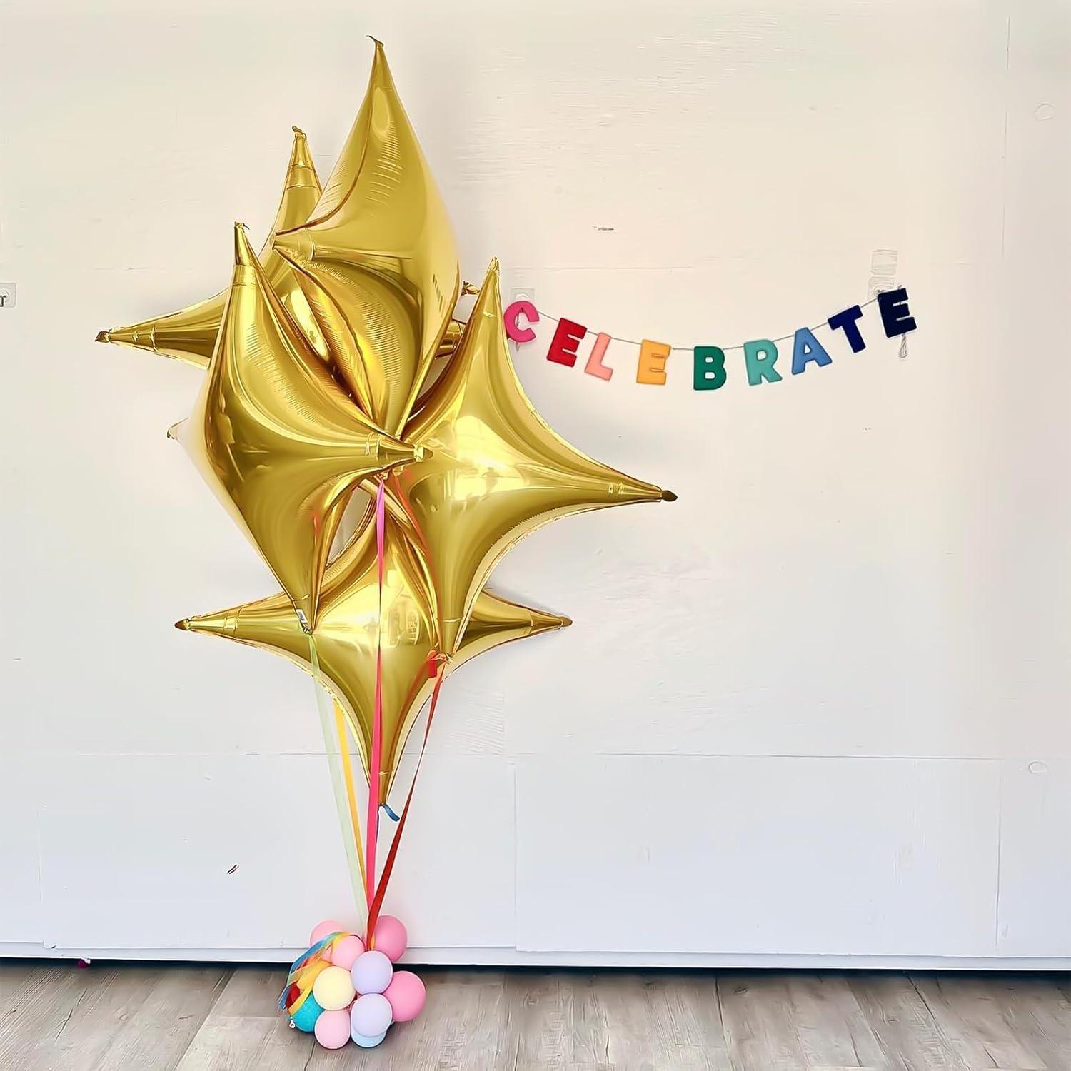 Globos Estrella Dorada 12 Piezas Adorely 66 cm y 25 cm