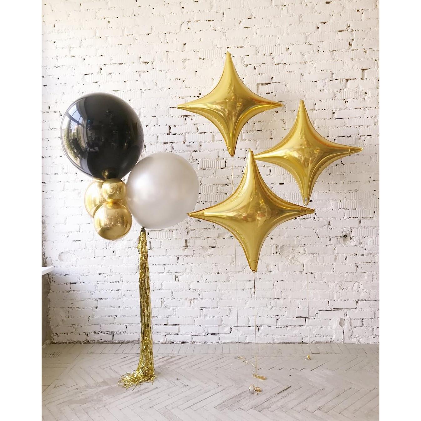 Globos Estrella Dorada 12 Piezas Adorely 66 cm y 25 cm