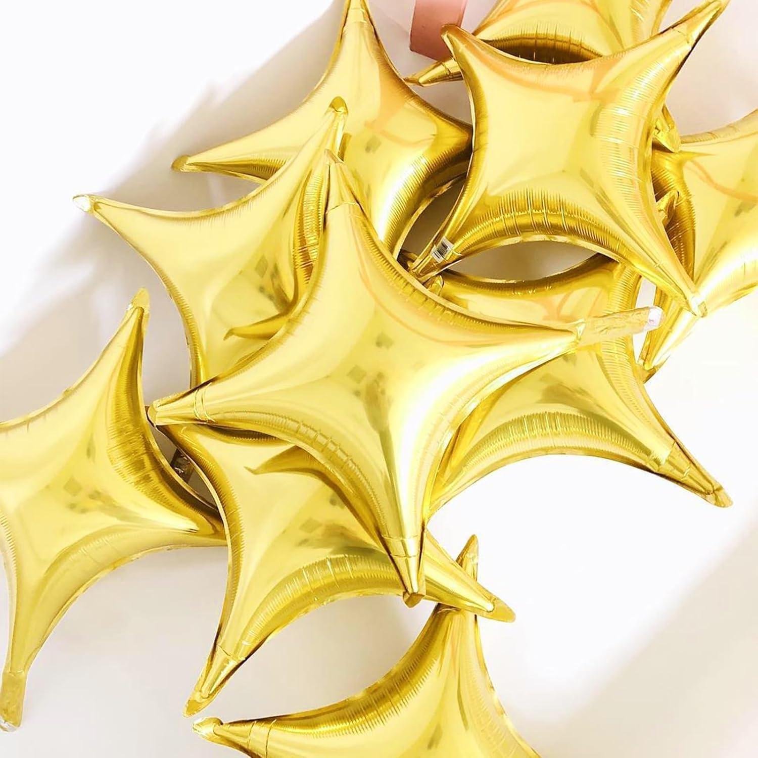 Globos Estrella Dorada 12 Piezas Adorely 66 cm y 25 cm