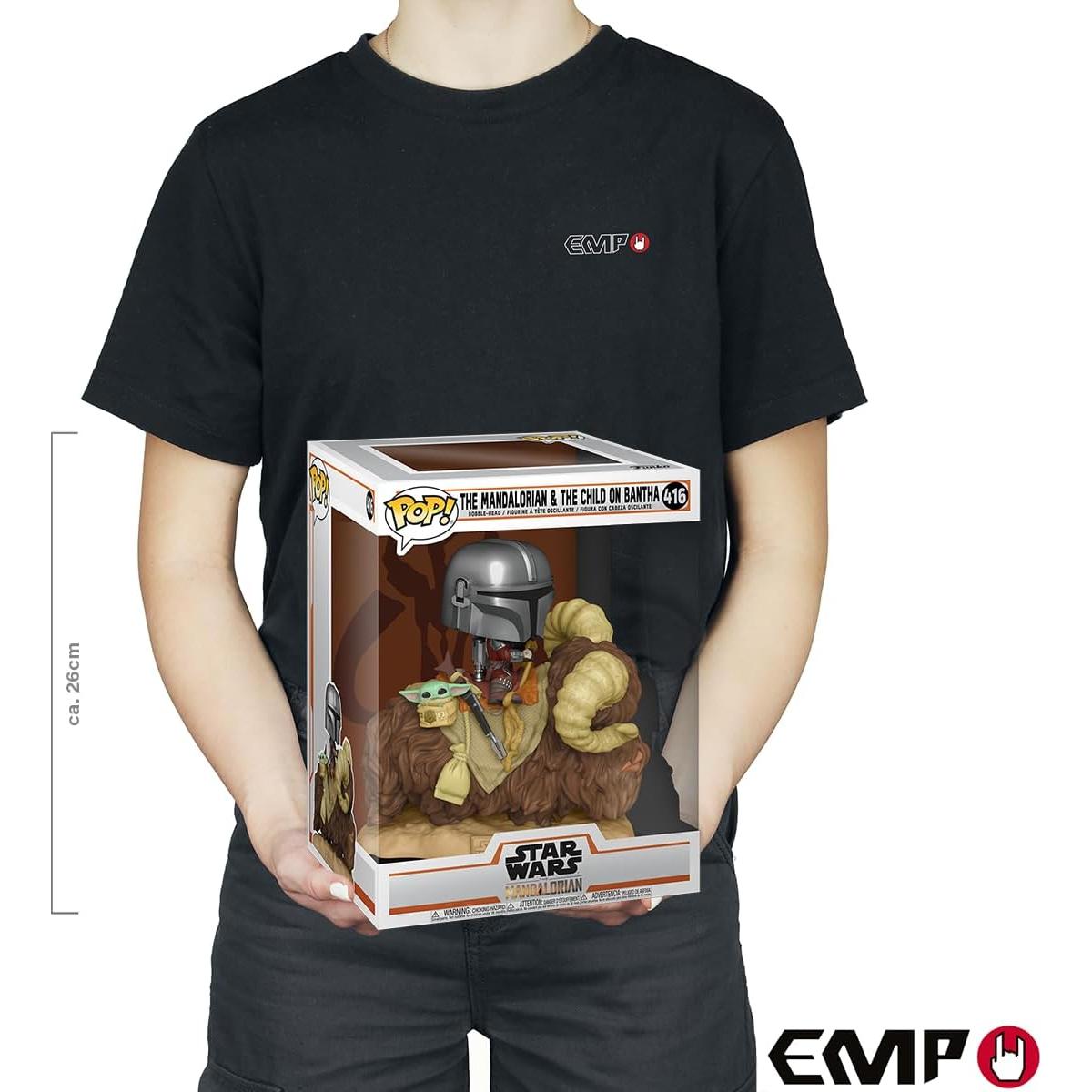 Figura Pop! Deluxe Funko Mandaloriano en Bantha con Niño