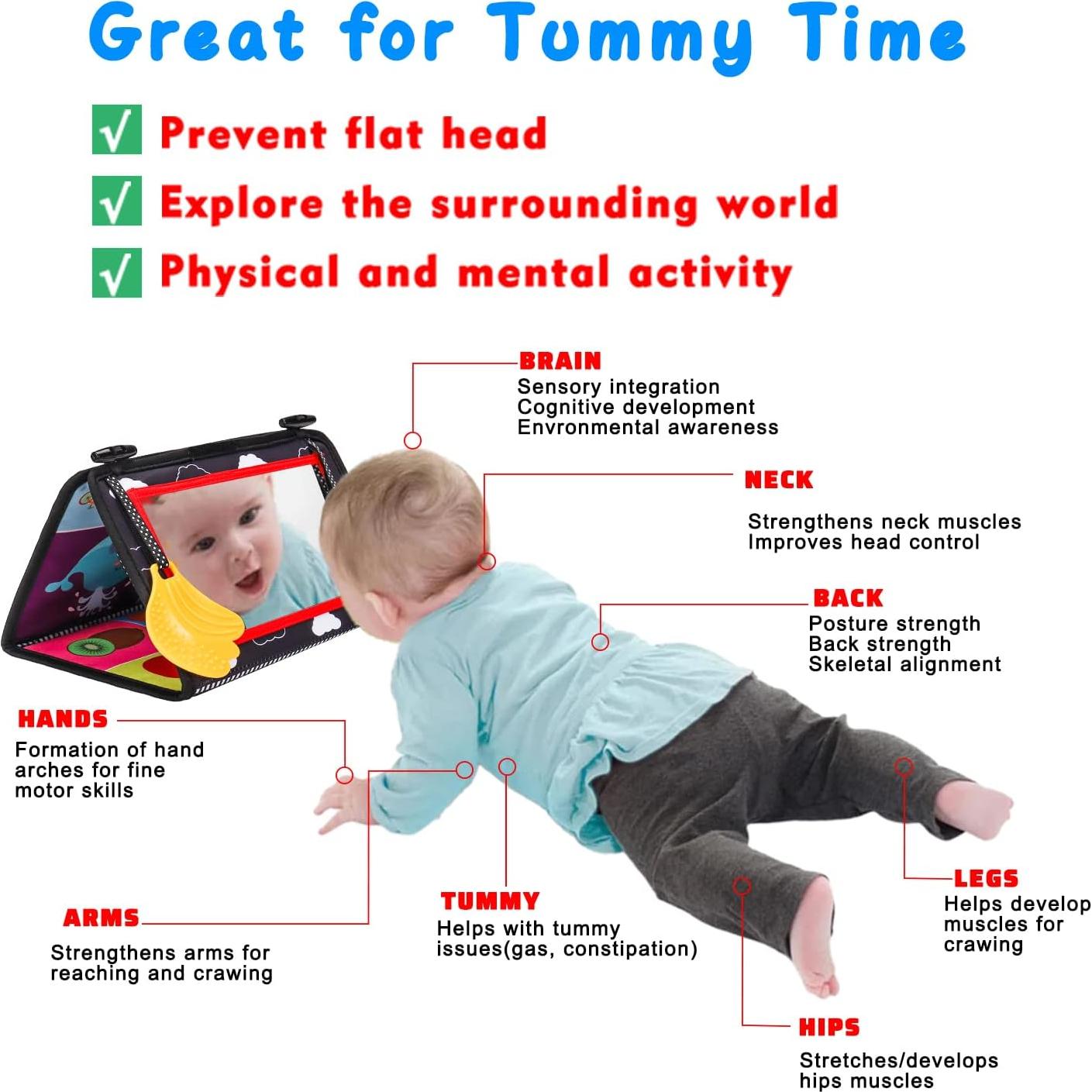 Espejo Sensorial para Bebés Basytodio con Libros de Tela 0-6 Meses