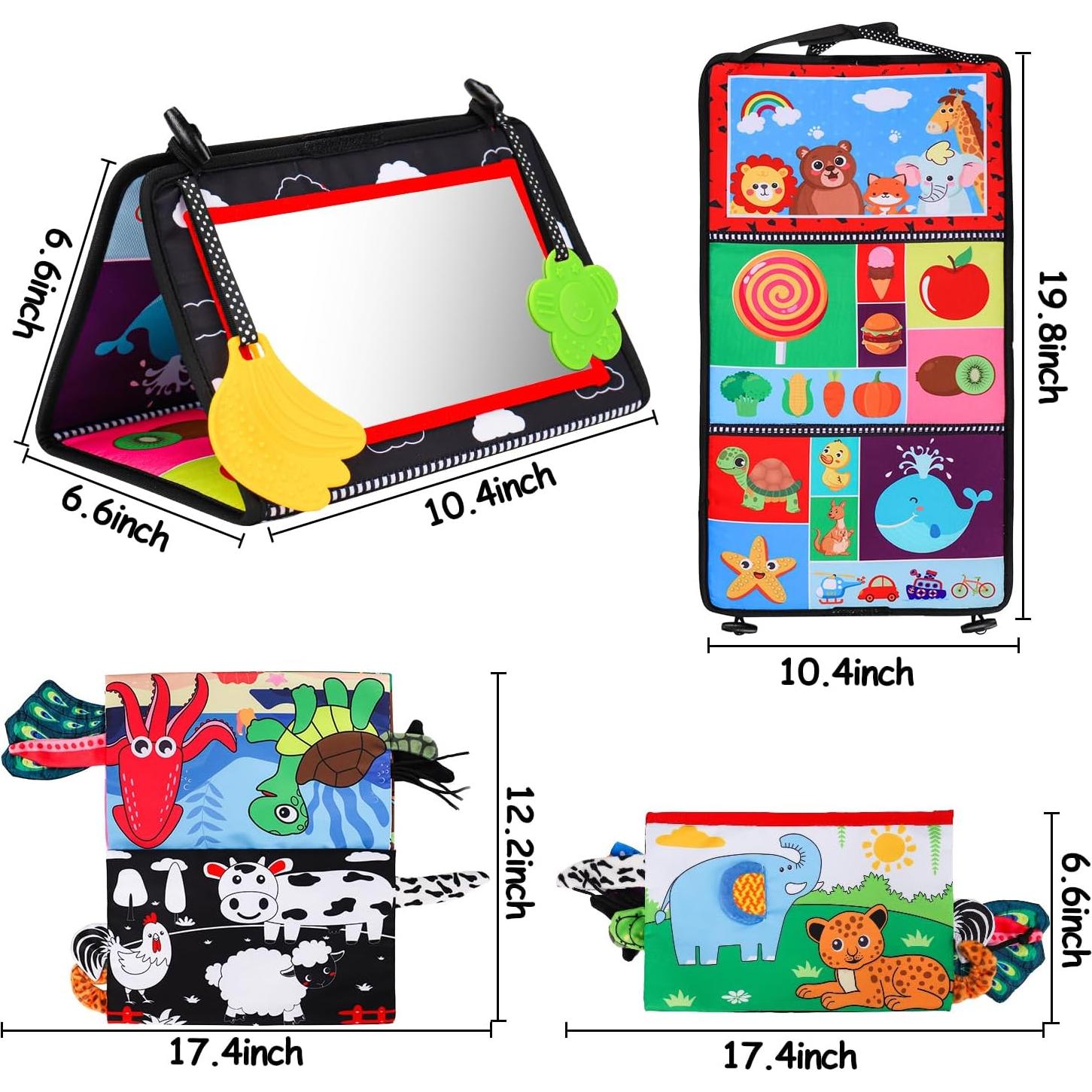 Espejo Sensorial para Bebés Basytodio con Libros de Tela 0-6 Meses