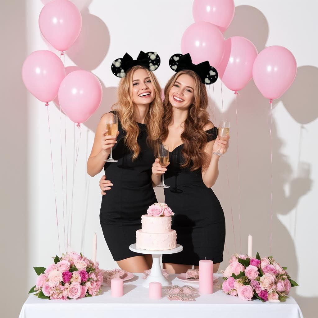 Diadema de Orejas de Ratón con Rhinestones y Perlas 10 cm