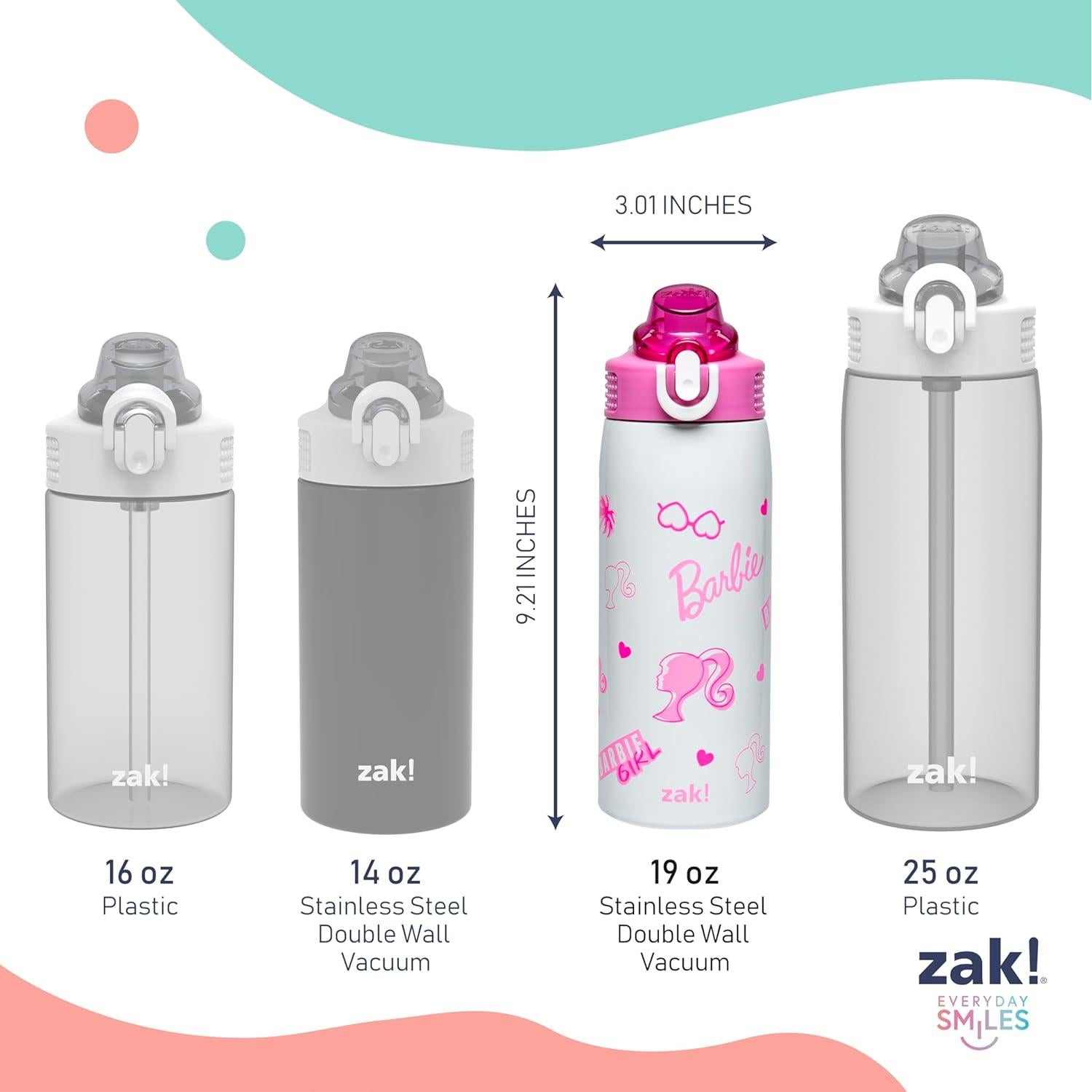 Botella de Agua Infantil Zak Designs Barbie 19oz Acero Inoxidable