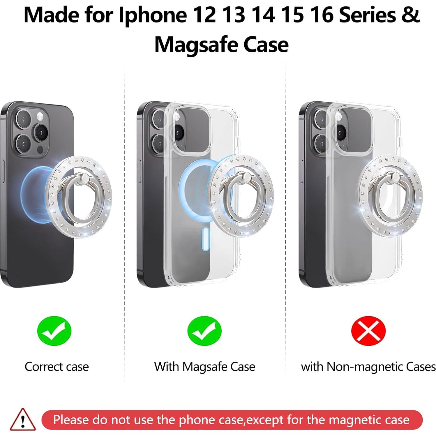 Soporte Anillo Magnético Omio para iPhone 16/15/14/13/12 Plata