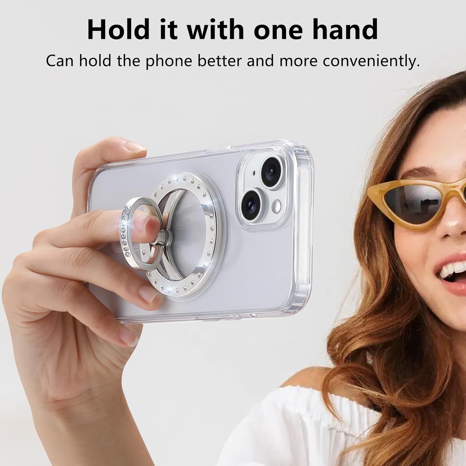 Soporte Anillo Magnético Omio para iPhone 16/15/14/13/12 Plata