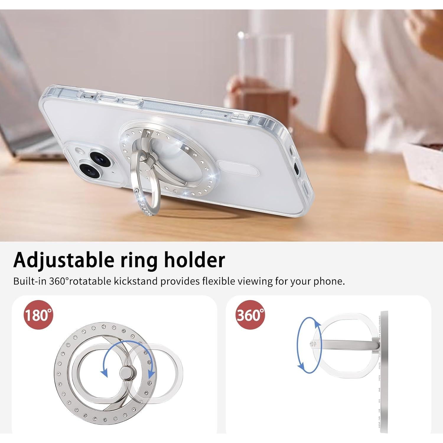 Soporte Anillo Magnético Omio para iPhone 16/15/14/13/12 Plata