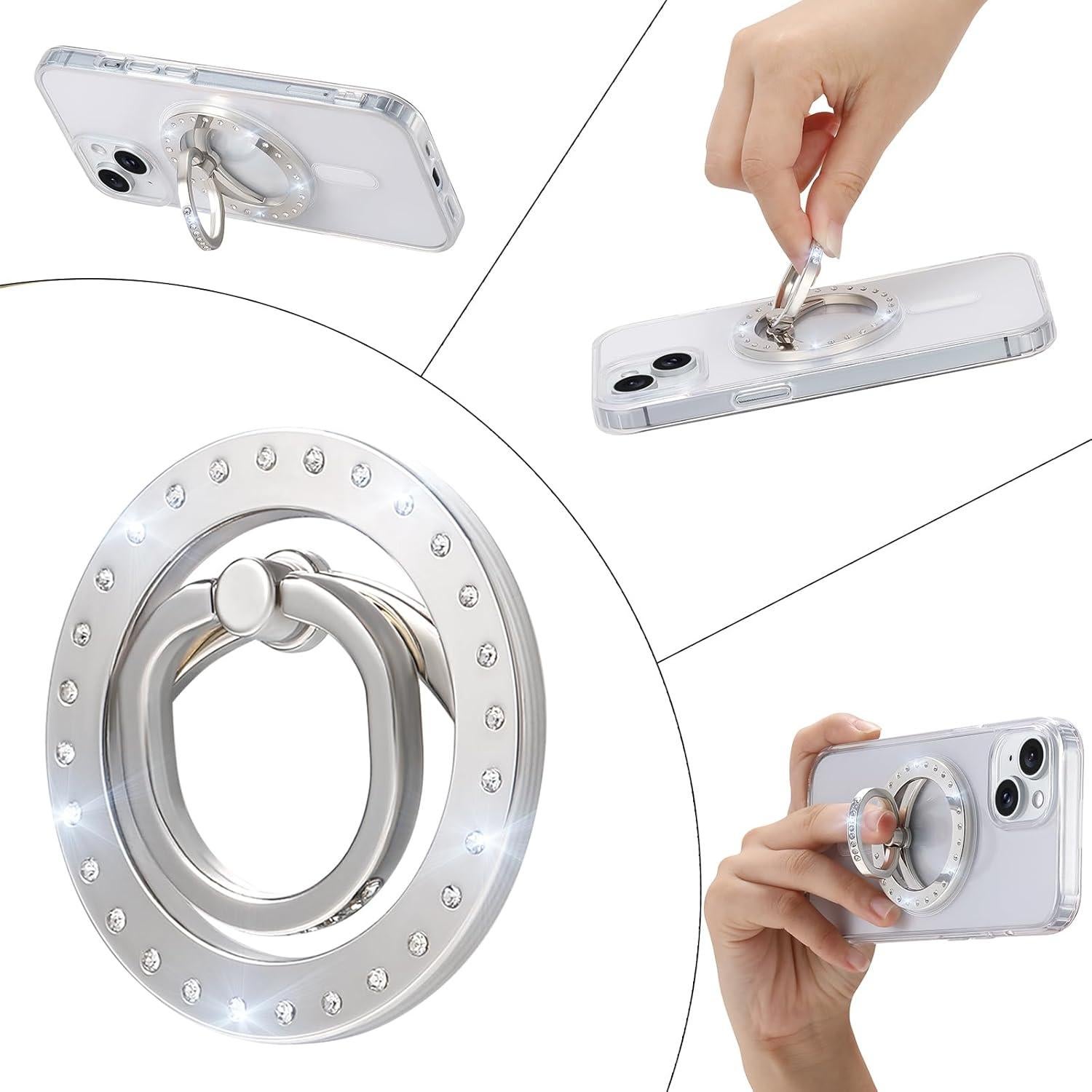 Soporte Anillo Magnético Omio para iPhone 16/15/14/13/12 Plata