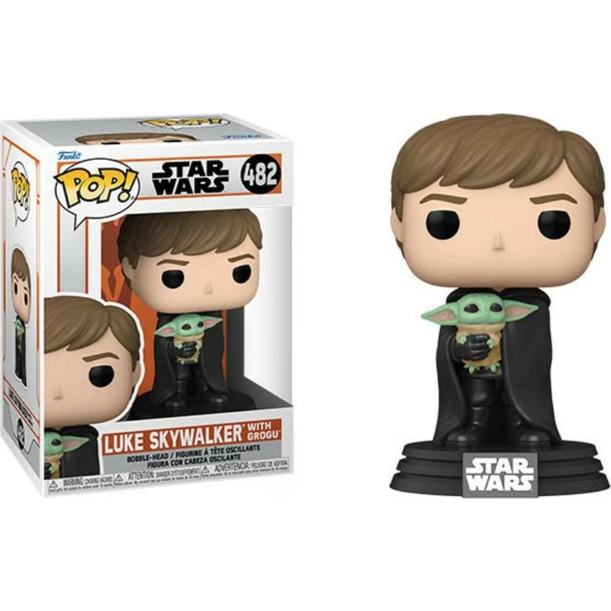 Figura Funko POP Star Wars Mandalorian Luke Skywalker con Grogu 9.5cm