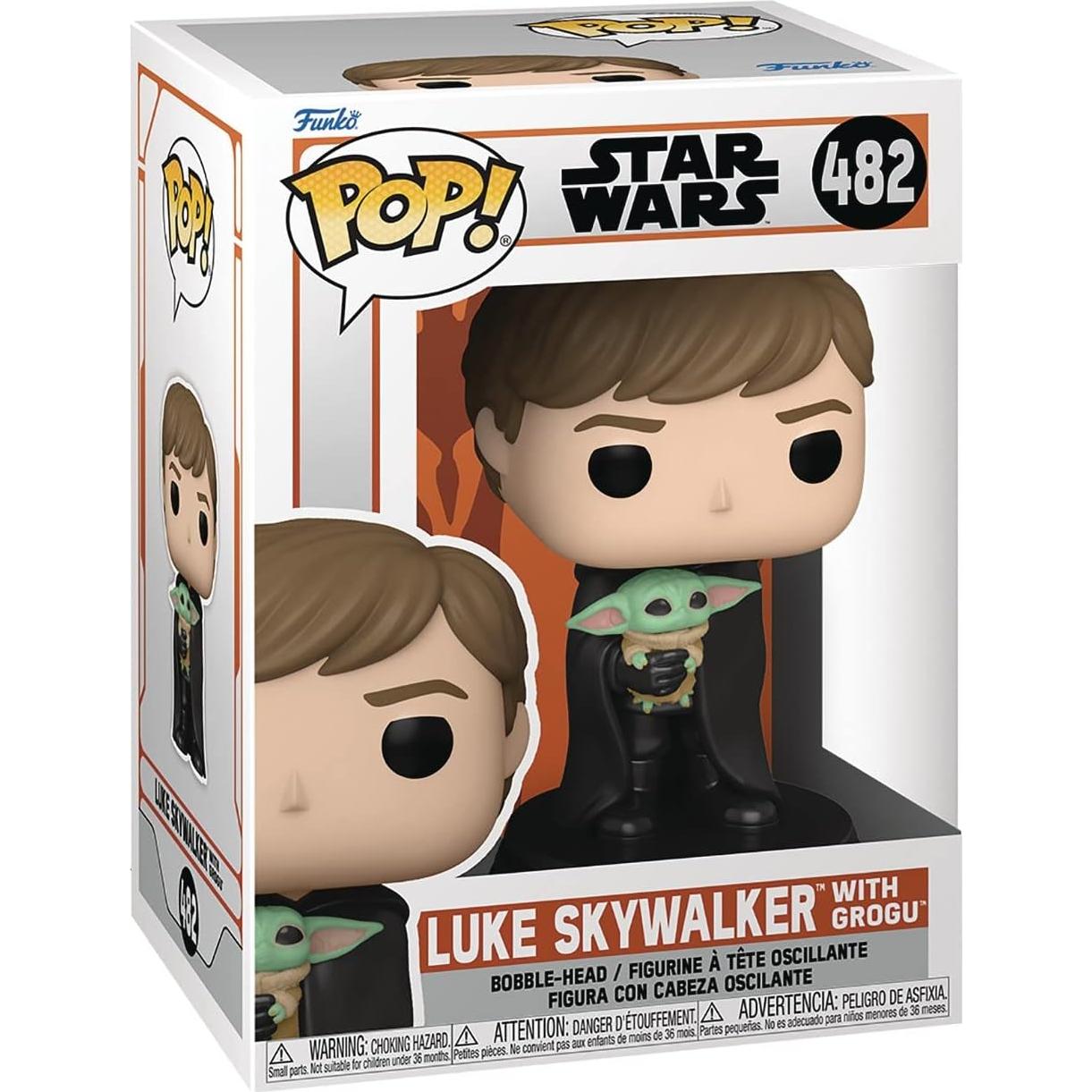 Figura Funko POP Star Wars Mandalorian Luke Skywalker con Grogu 9.5cm
