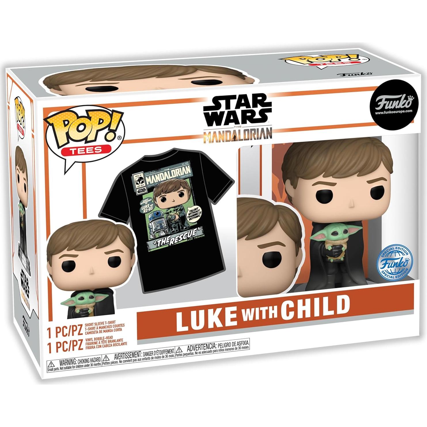 Funko Pop! Luke con Grogu + Camiseta Star Wars - Talla M