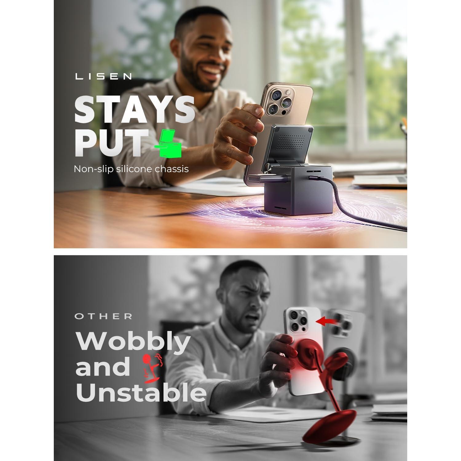 Cargador Inalámbrico 3 en 1 LISEN MagSafe 15W Gris