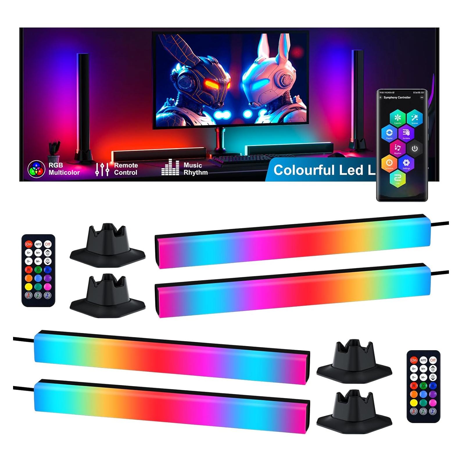 Barra de luz LED RGB Eastfine DX21005-01, 2 pares, USB