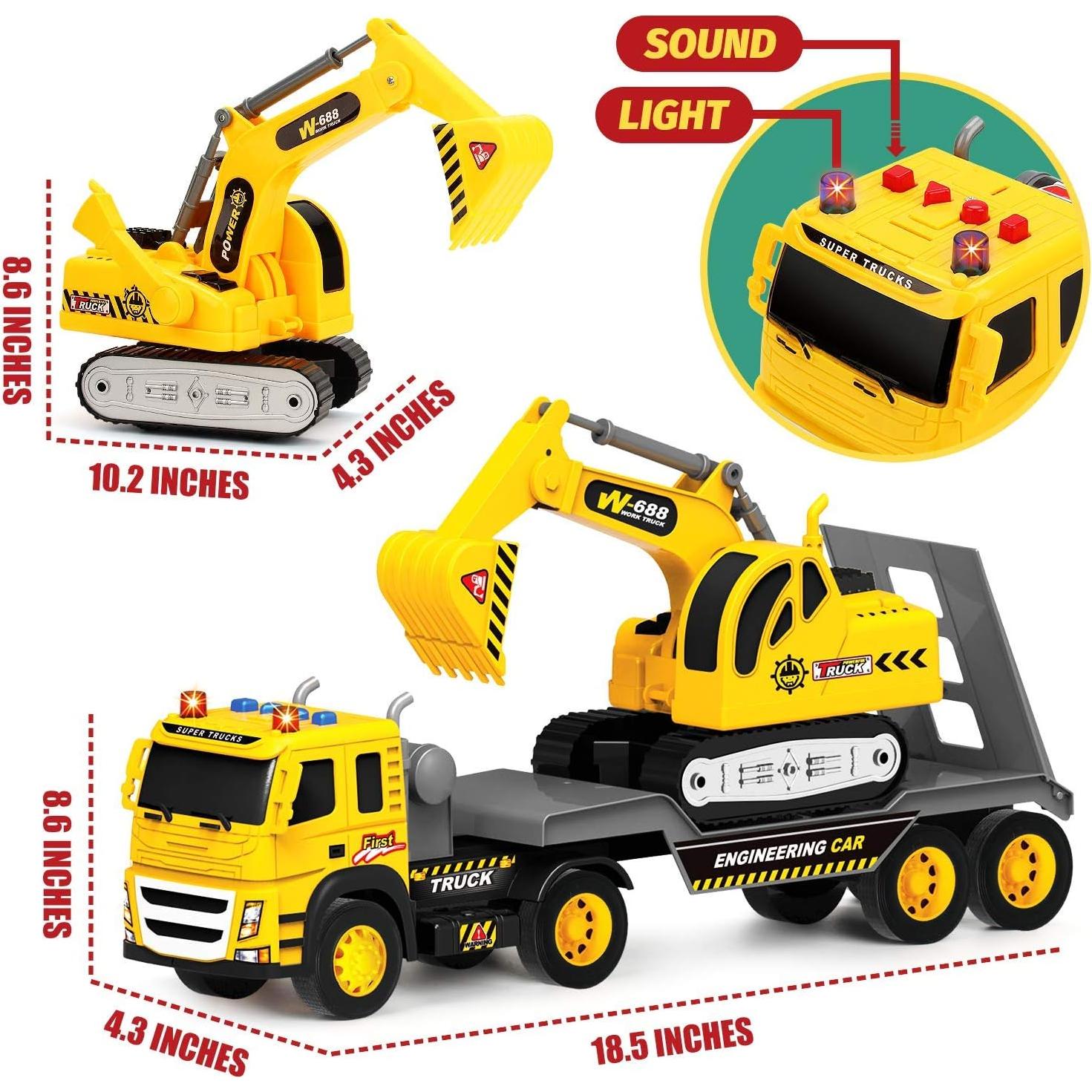 Camión de Plataforma MOBIUS con Excavadora 1:12 Luces Sonidos
