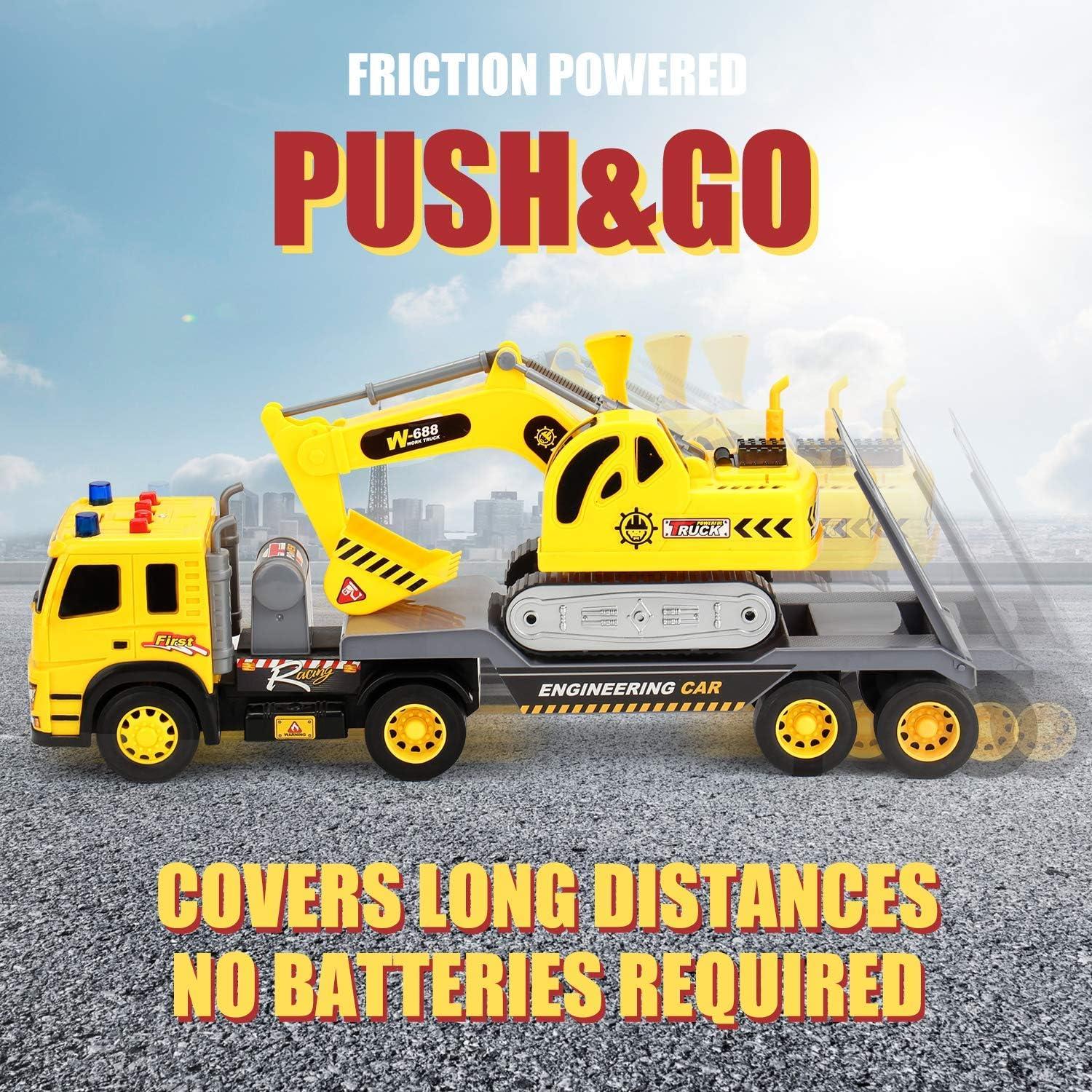 Camión de Plataforma MOBIUS con Excavadora 1:12 Luces Sonidos