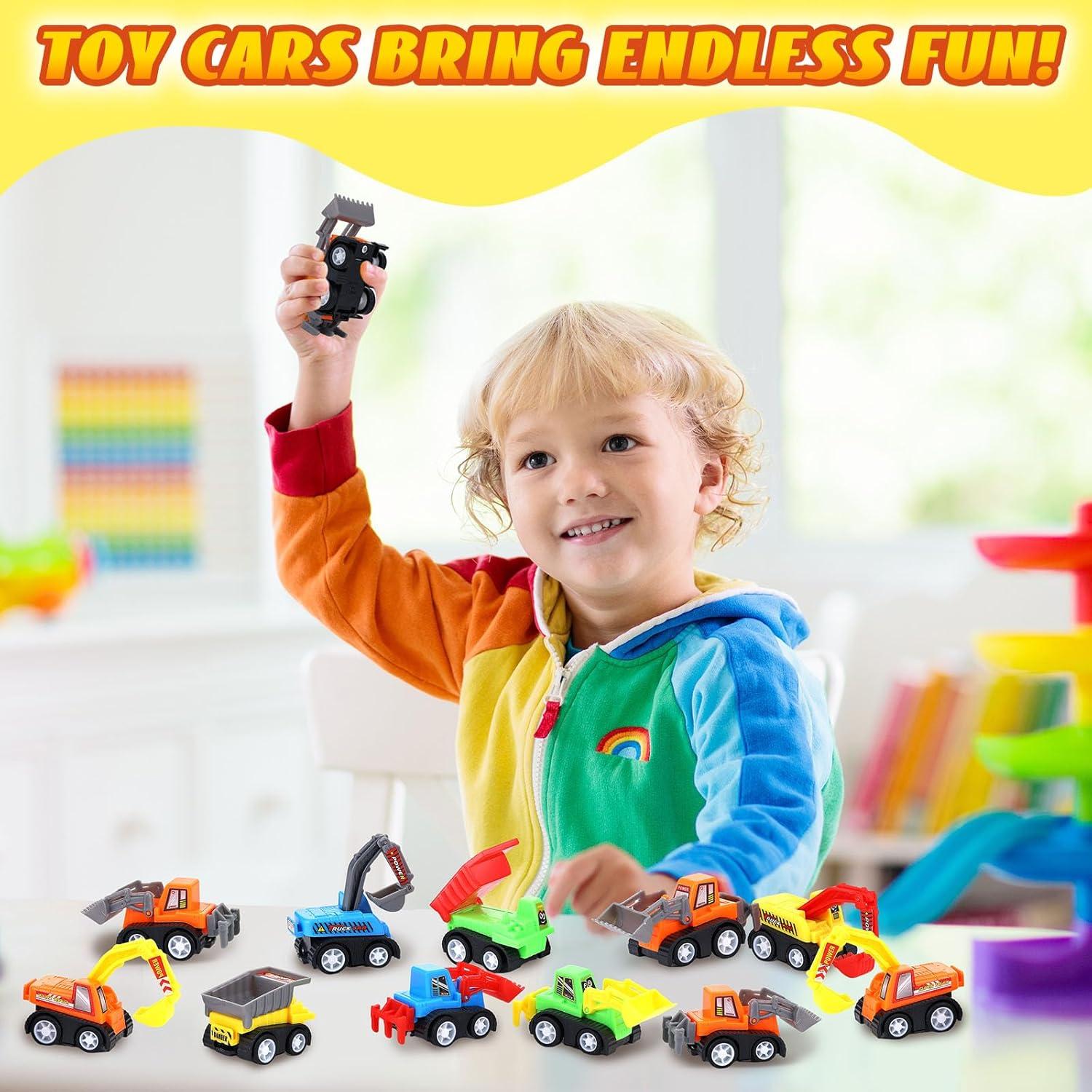 15 Mini Juguetes de Construcción DERTE Vehículos Retroceso