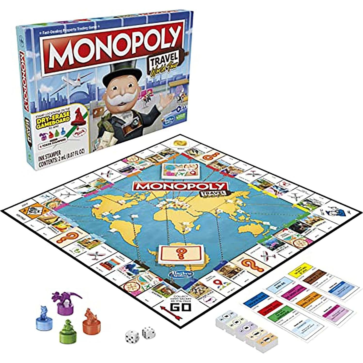 Juego de Mesa Monopoly Tour Mundial Hasbro - Borrable y Familiar