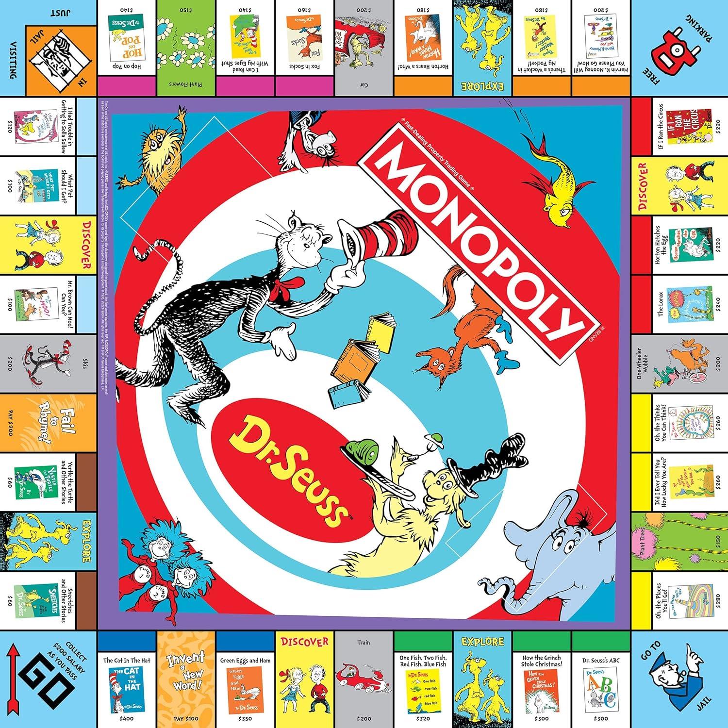 Monopoly Dr. Seuss - Juego Clásico Coleccionable para 2-6 Jugadores