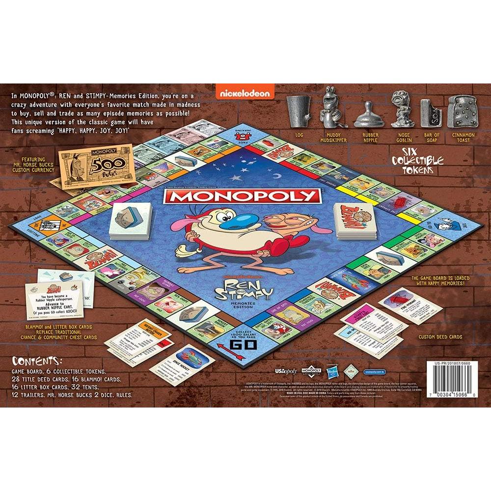 Monopoly Ren & Stimpy Juego de Mesa Oficial 2-6 Jugadores