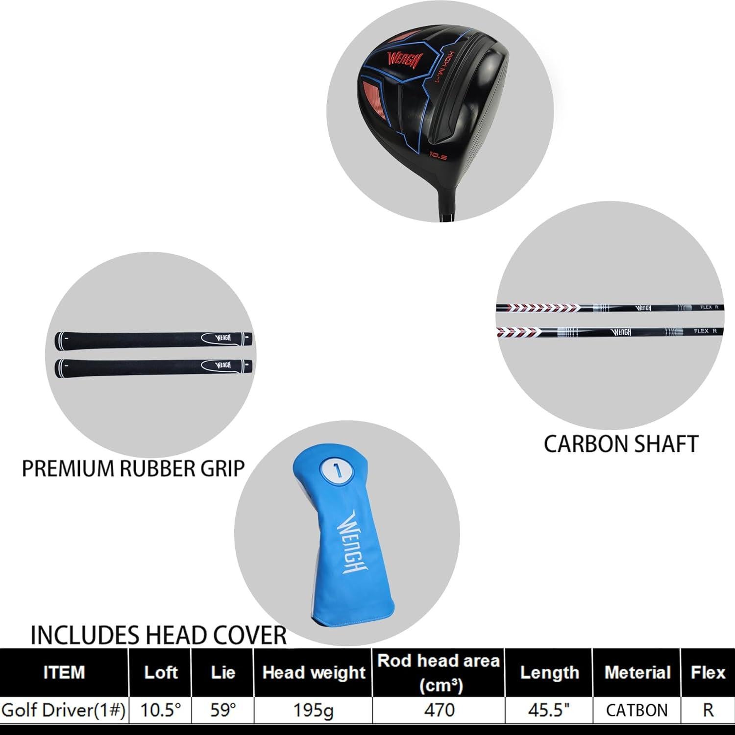 Driver de Golf WENGH D-02 10.5° Grafito 115.57 cm