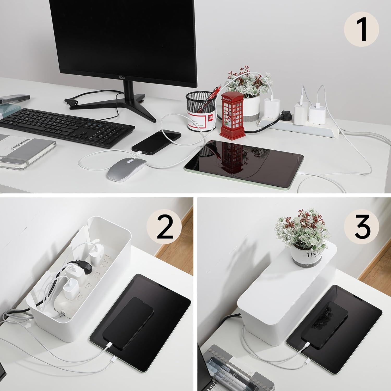 YECAYE Caja Organizadora de Cables 2 Piezas Blanca