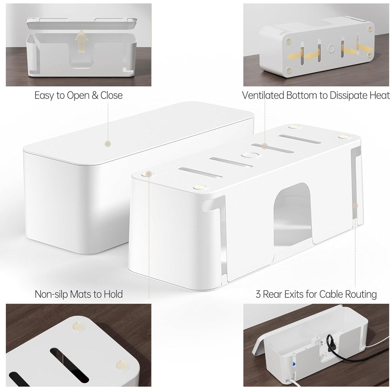 YECAYE Caja Organizadora de Cables 2 Piezas Blanca