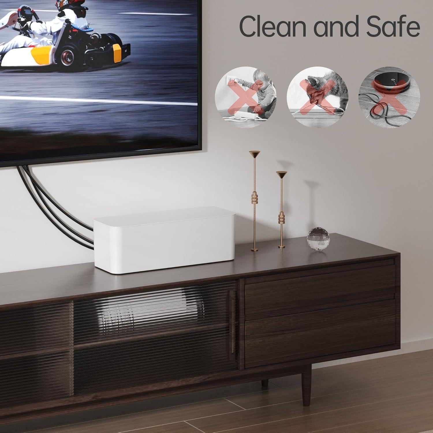 YECAYE Caja Organizadora de Cables 2 Piezas Blanca