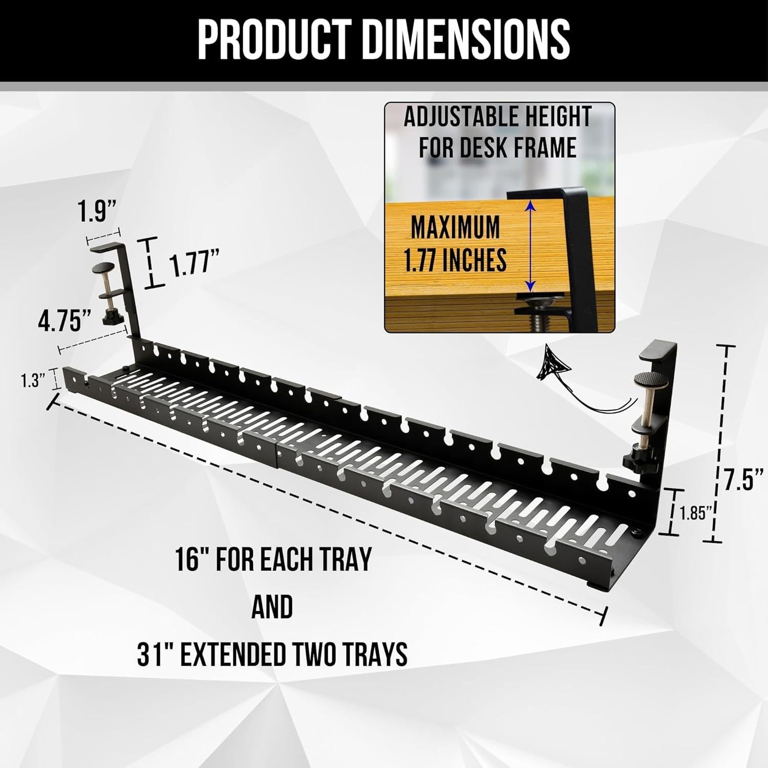 Bandeja de Gestión de Cables CANNYN 40.64 a 78.74 cm - Negro
