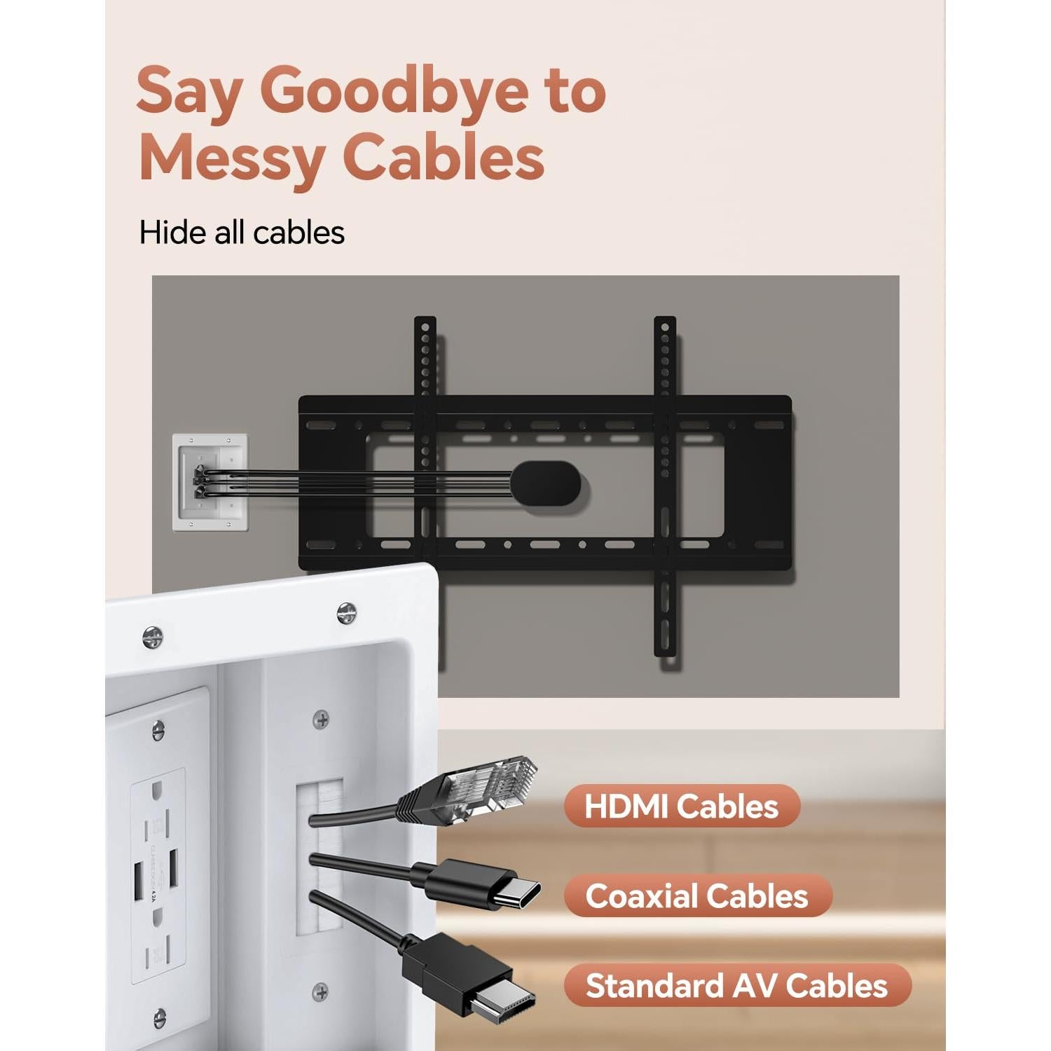 Kit de Gestión de Cables ZEXMTE para TV en Pared Blanco