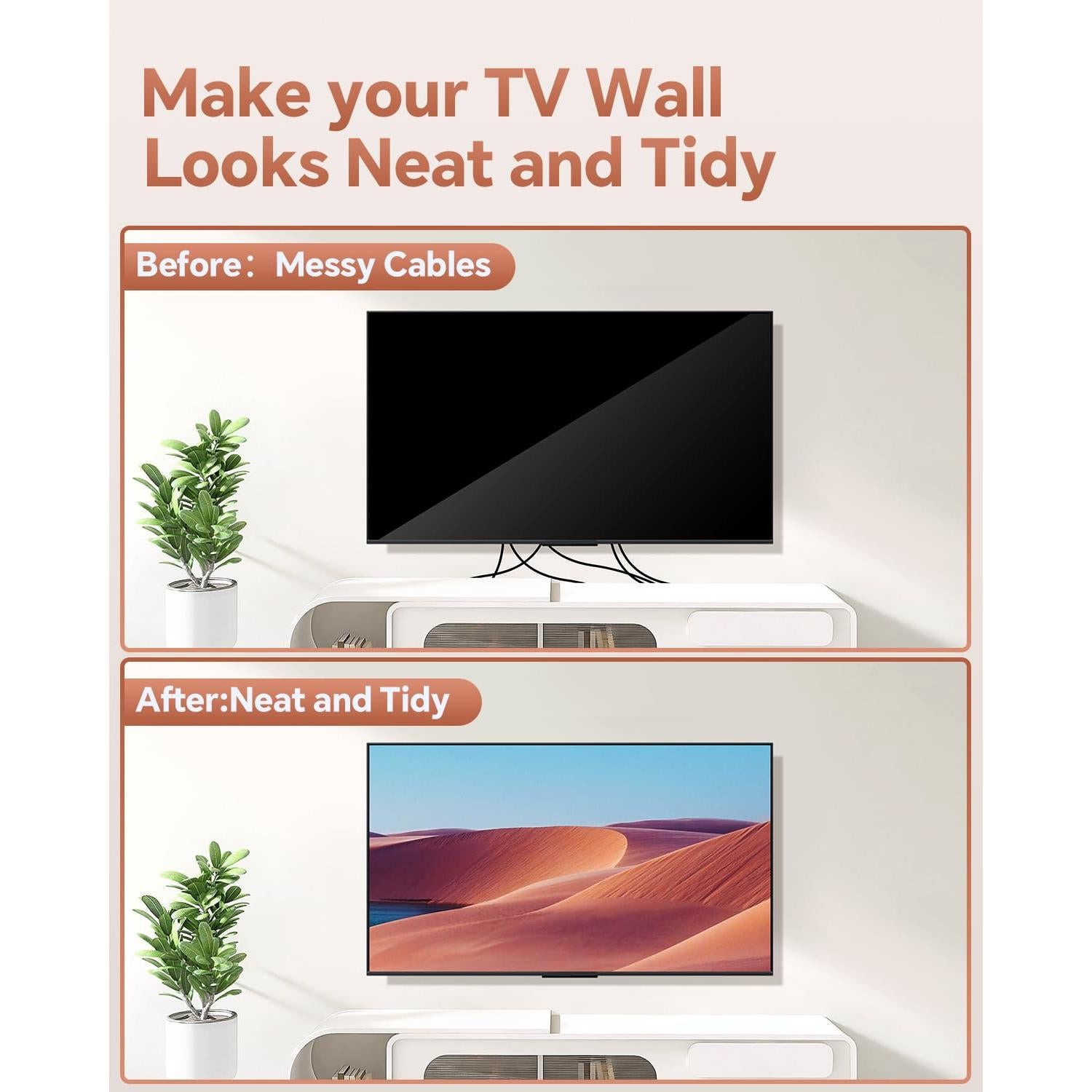 Kit de Gestión de Cables ZEXMTE para TV en Pared Blanco