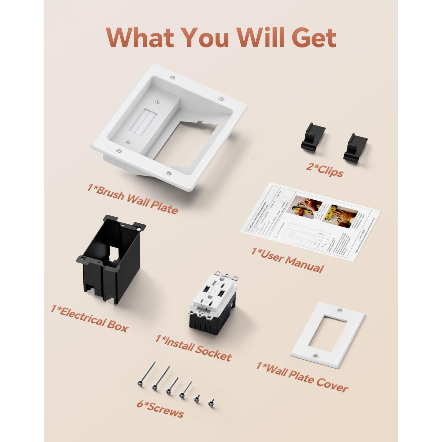 Kit de Gestión de Cables ZEXMTE para TV en Pared Blanco