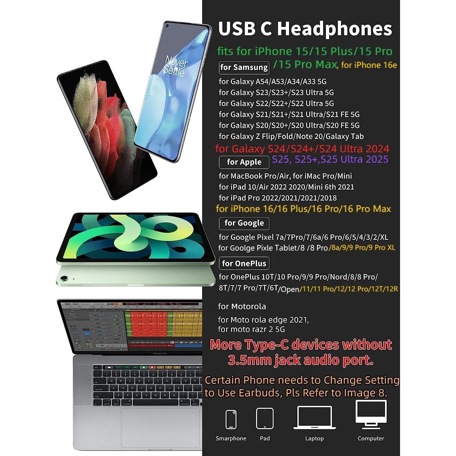 Auriculares USB C TITACUTE In-Ear con Micrófono y Control